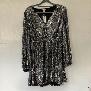 River Island Silver Sequin Mini Dress